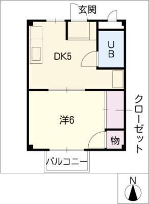 サンメゾン(1DK/2階)の間取り写真