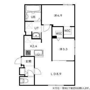 CASA AT新道東(2LDK/1階)の間取り写真