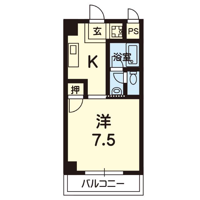エレガンス月出(1K/2階)の間取り写真