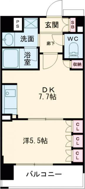 ワコーレ神戸元町IZ(1DK/9階)の間取り写真