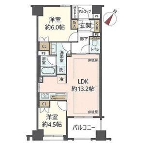 ワコーレ神戸山本通ベルヴェツィオ(2LDK/1階)の間取り写真
