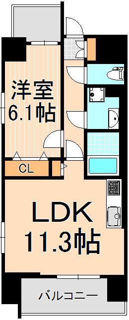 フューチャーホキマ(1LDK/8階)の間取り写真
