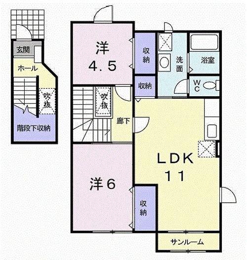 ソレアード(2LDK/2階)の間取り写真