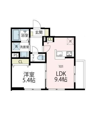 ブルーム武蔵中原(1LDK/1階)の間取り写真