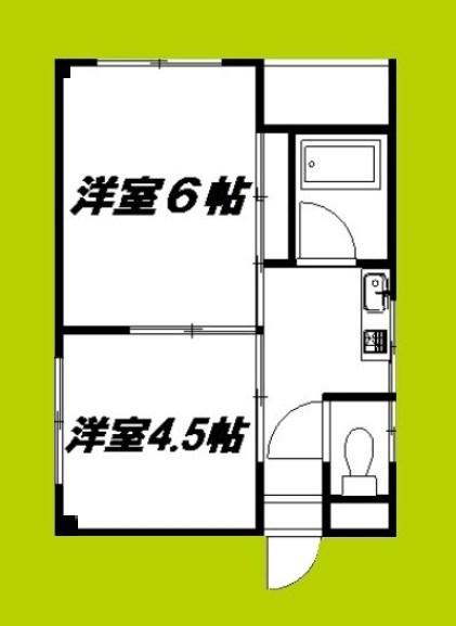 グランビルド北津守(2K/2階)の間取り写真