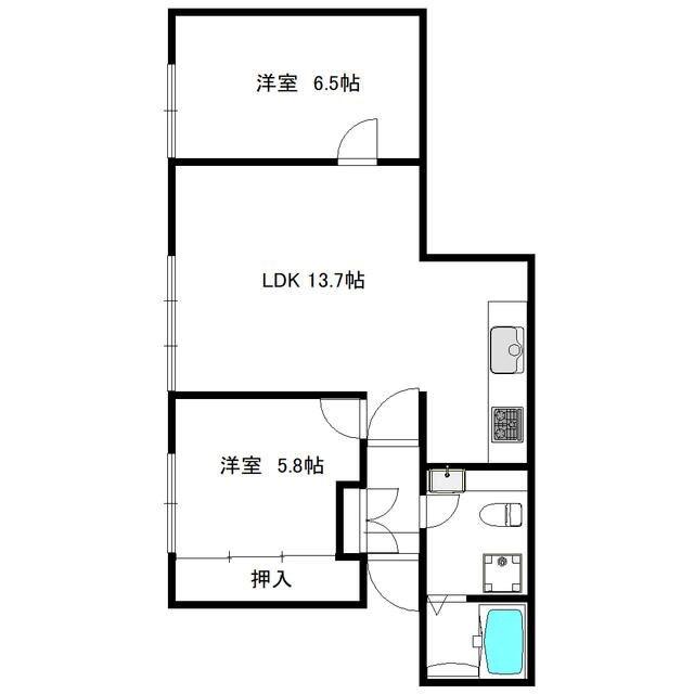 TRDフラット(2LDK/2階)の間取り写真