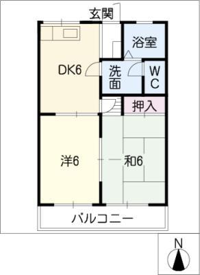 メゾン高木23(2DK/1階)の間取り写真