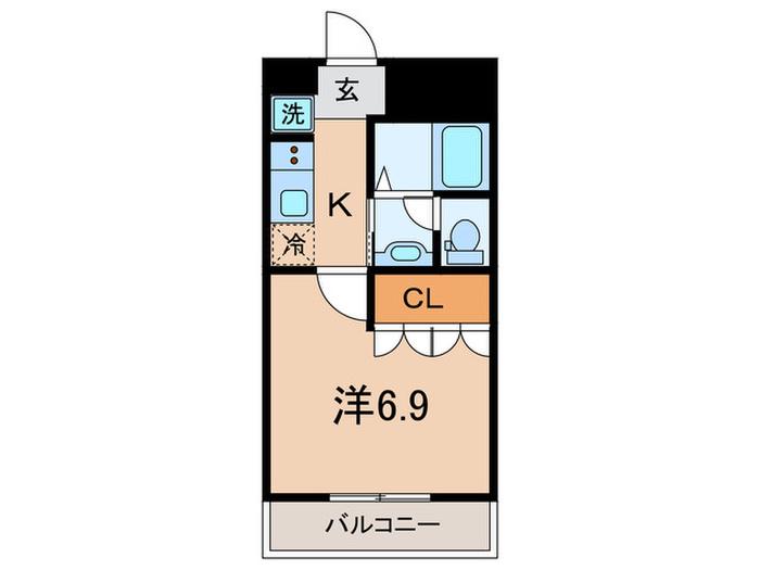 ウエルネスI(1K/2階)の間取り写真