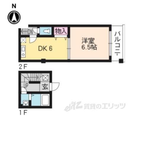 フォンテーヌ竹宇(1DK/2階)の間取り写真
