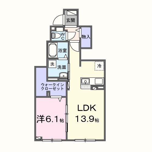 クレストコートII(1LDK/1階)の間取り写真
