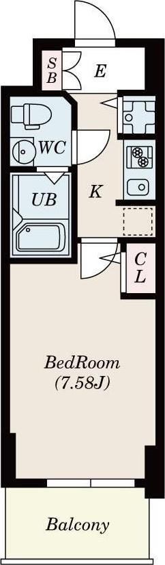 S-RESIDENCE神戸磯上通(1K/3階)の間取り写真