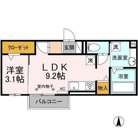 グロース(1LDK/2階)の間取り写真