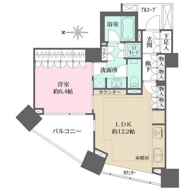 パークハウスオー・タワー(1LDK/11階)の間取り写真