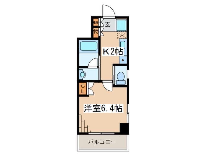 アムールエール(1K/4階)の間取り写真