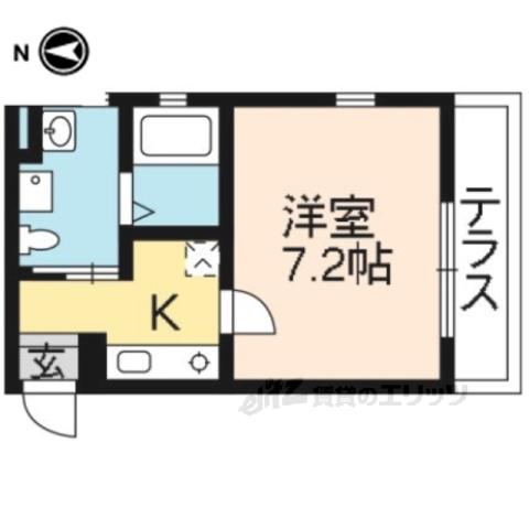 エスパス白梅町(1K/2階)の間取り写真