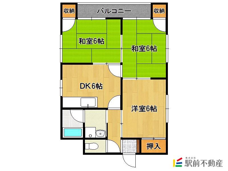 松本ビル(3DK/2階)の間取り写真