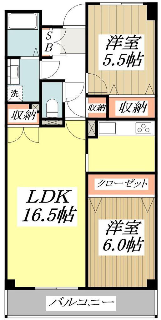 エマーレ武蔵境(2LDK/1階)の間取り写真