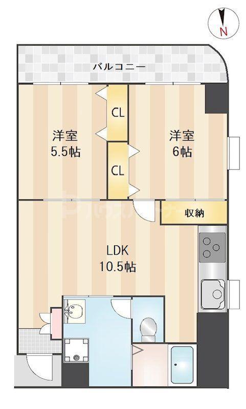 ニューガイアリルーム南葛西 NO.65(2LDK/9階)の間取り写真