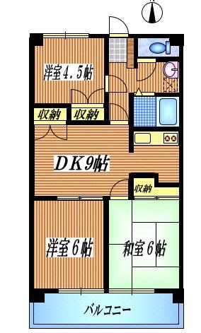 ロングキャッスルI(3DK/2階)の間取り写真