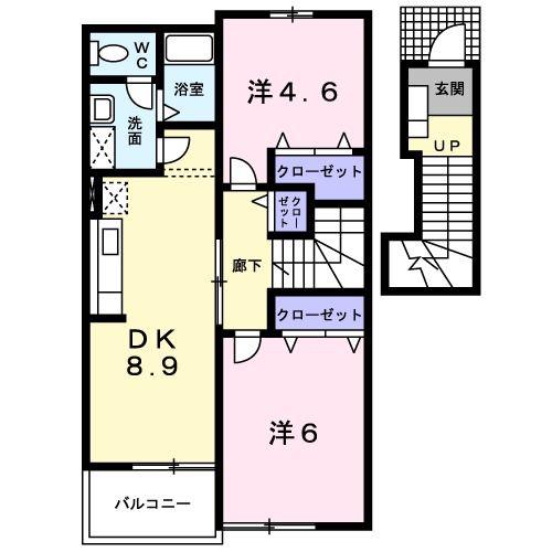 パークヒルズ(2DK/2階)の間取り写真
