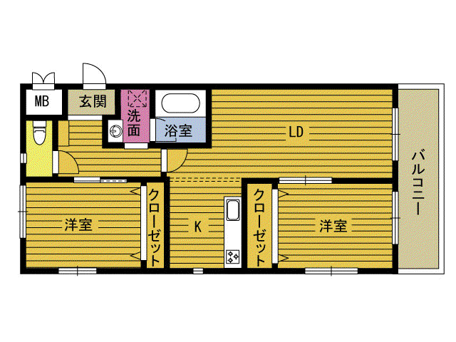 サニーサイド23(2LDK/3階)の間取り写真