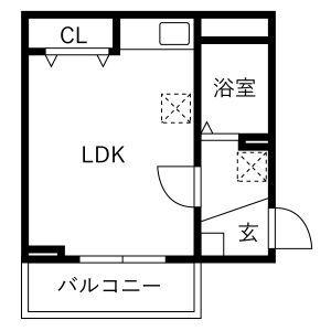 メリディアン台原七丁目弐番館(1LDK/1階)の間取り写真