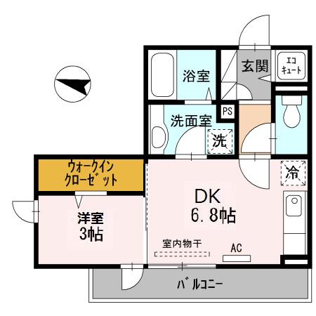 TREBINAAYAKA(1DK/3階)の間取り写真