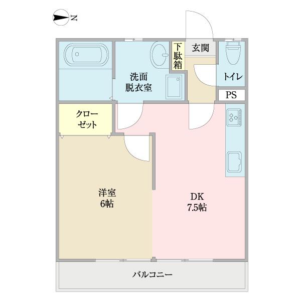 グリーンハイツ(1DK/2階)の間取り写真