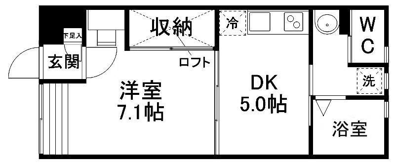 アーバンハイツ宮千代(1DK/1階)の間取り写真