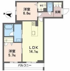 JR山陽本線 新倉敷駅 徒歩7分 3階建 新築(2LDK/2階)の間取り写真