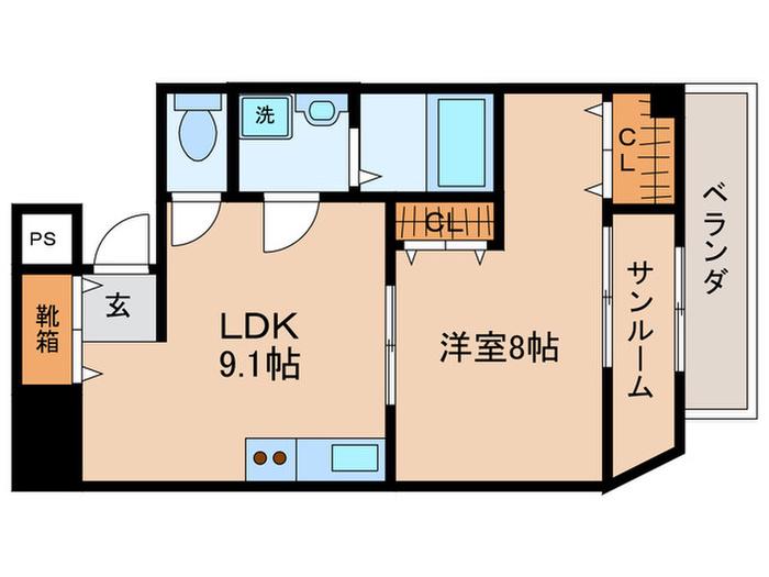 スカイコート大津中央2(1LDK/4階)の間取り写真