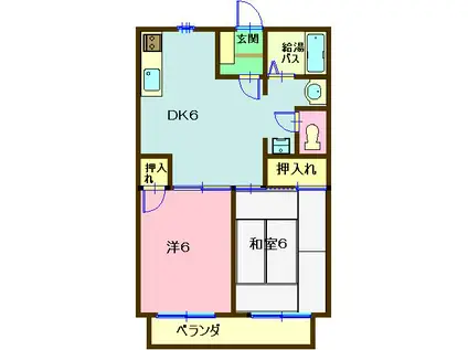 サンセット(2DK/1階)の間取り写真