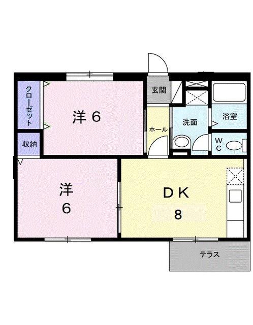アーバン不知火V(2DK/1階)の間取り写真