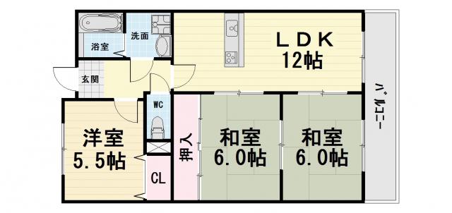 エンデバー高石(3LDK/4階)の間取り写真