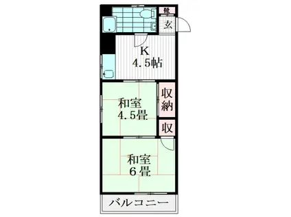 前竹マンション(2K/2階)の間取り写真