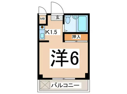 メゾン六浦(1K/2階)の間取り写真