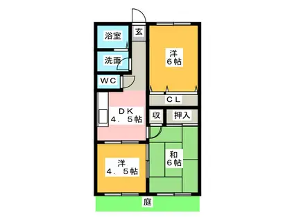 山合コーポ(3DK/2階)の間取り写真