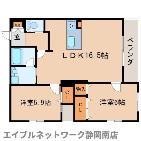 オラシオン新川(2LDK/4階)の間取り写真