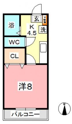 パークサイド安江(1K/2階)の間取り写真