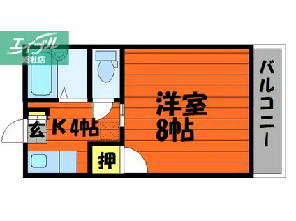 レジェンドハウスB(1K/2階)の間取り写真