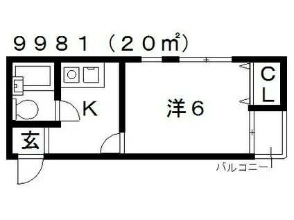 メゾンドルチェI(1K/3階)の間取り写真