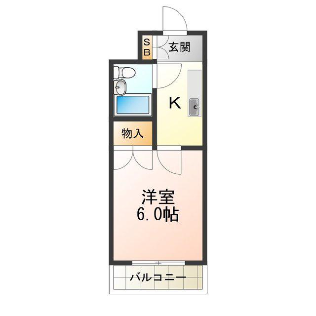 コーポアビコ(1K/5階)の間取り写真