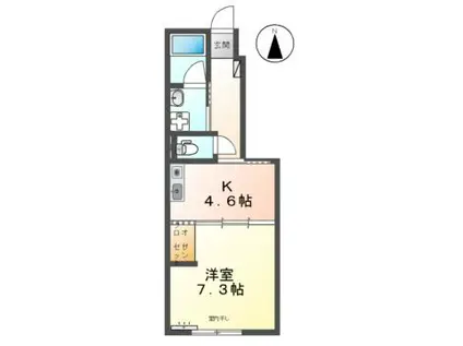 308晴れ(1K/1階)の間取り写真