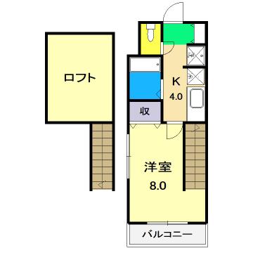JR土讃線 高知駅 徒歩18分 4階建 築28年(1K/3階)の間取り写真