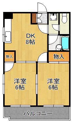 シャトレ松尾II(2DK/3階)の間取り写真
