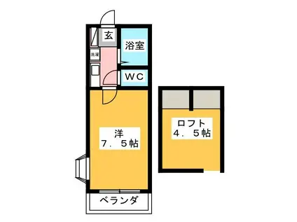 クレセントハイツ富士見(1K/2階)の間取り写真