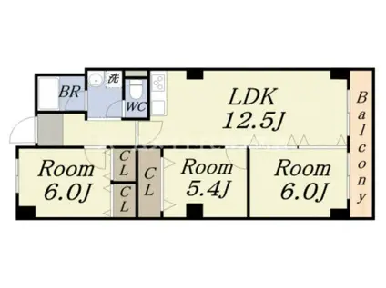 第18柴田ビル(3LDK/5階)の間取り写真