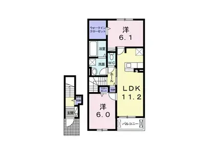 サンテラス中央(2LDK/2階)の間取り写真