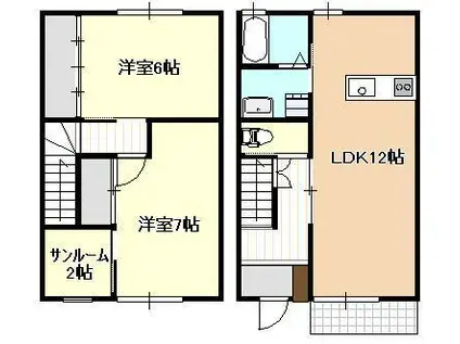 BOAメゾン C(2LDK/1階)の間取り写真