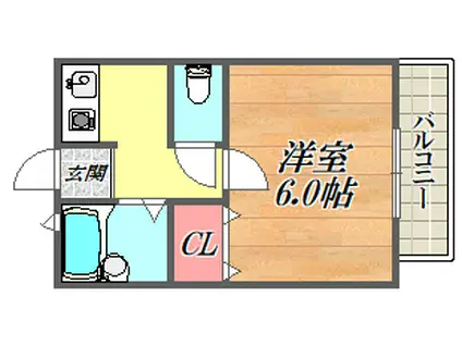 ロイヤルハイネス(1K/2階)の間取り写真